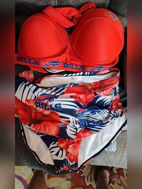 Buffalo Bills Red Floral Bikini Set XL NEW WO TAGS